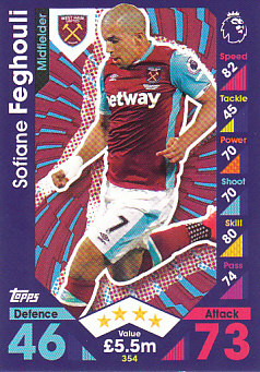 Sofiane Feghouli West Ham United 2016/17 Topps Match Attax #354